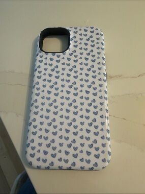 Casely iPhone 13 Blue Heart Pattern Phone Case - White & Blue